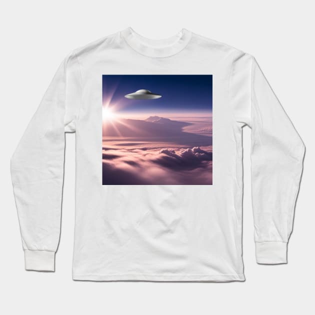 Silver Saucer Long Sleeve T-Shirt by UFO CHRONICLES PODCAST